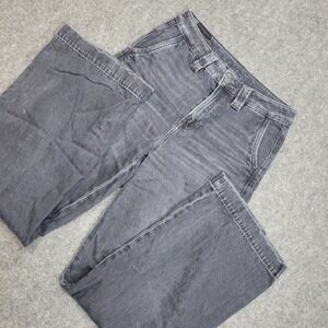 American Eagle Jeans Womens 27 Black Super High Rise Baggy Boho Wide Leg Y2K